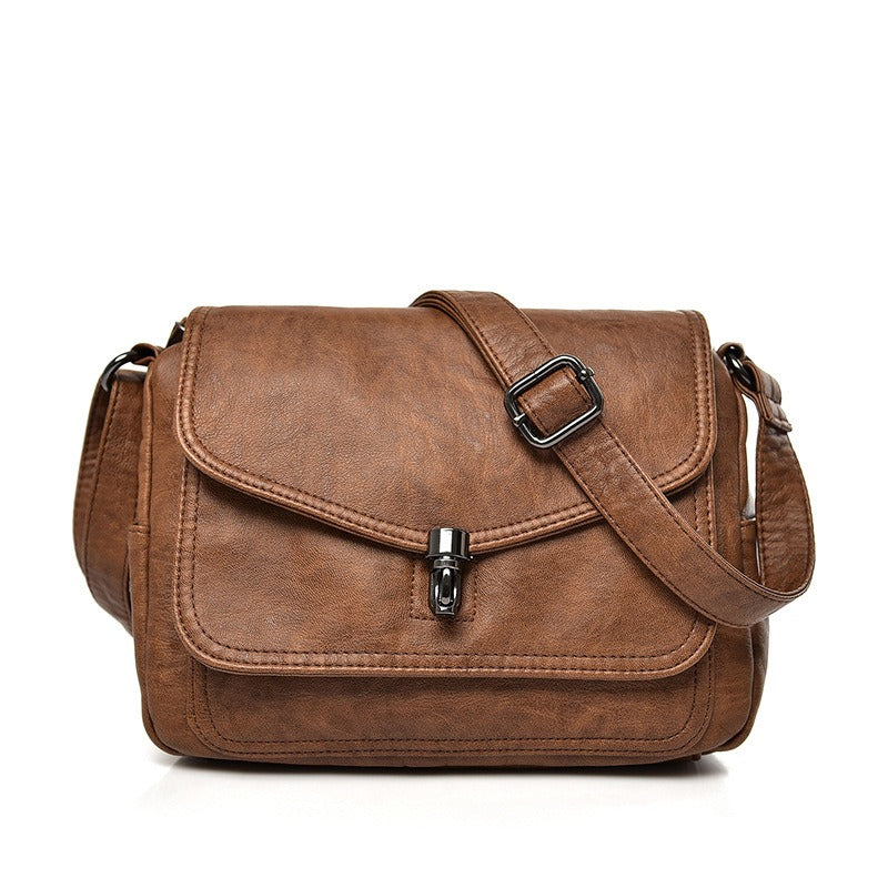 Soft Leather Retro Crossbody Bag – Women's Casual Purse