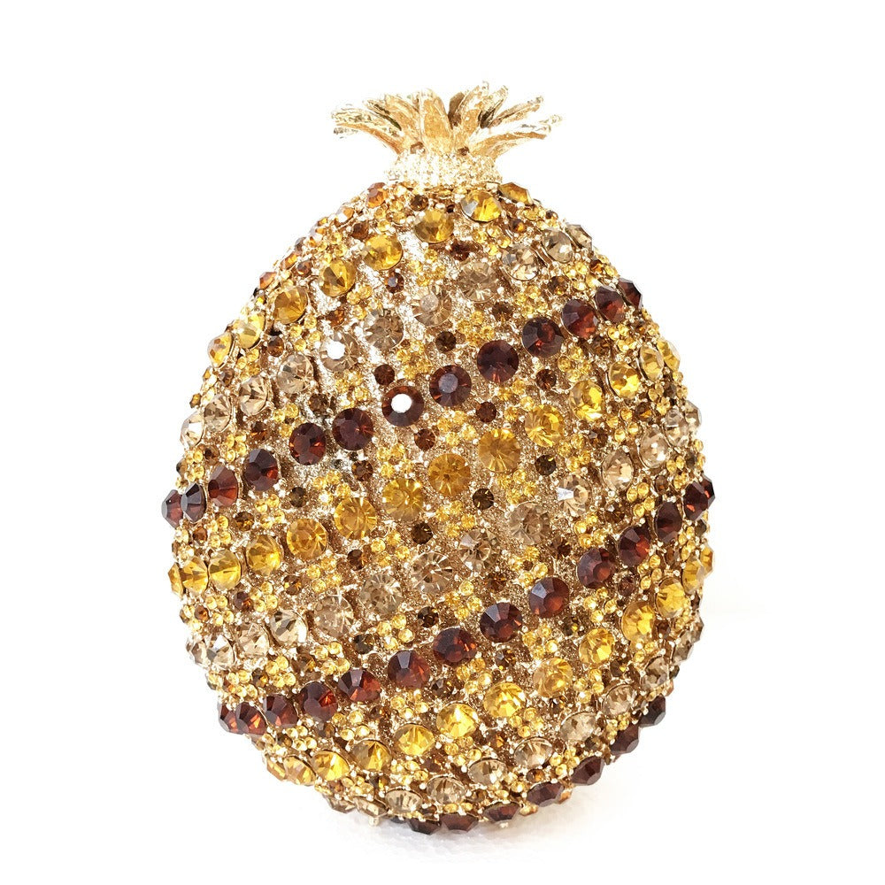 Pineapple Crystal Banquet Bag – Diamond Inlay Evening Clutch