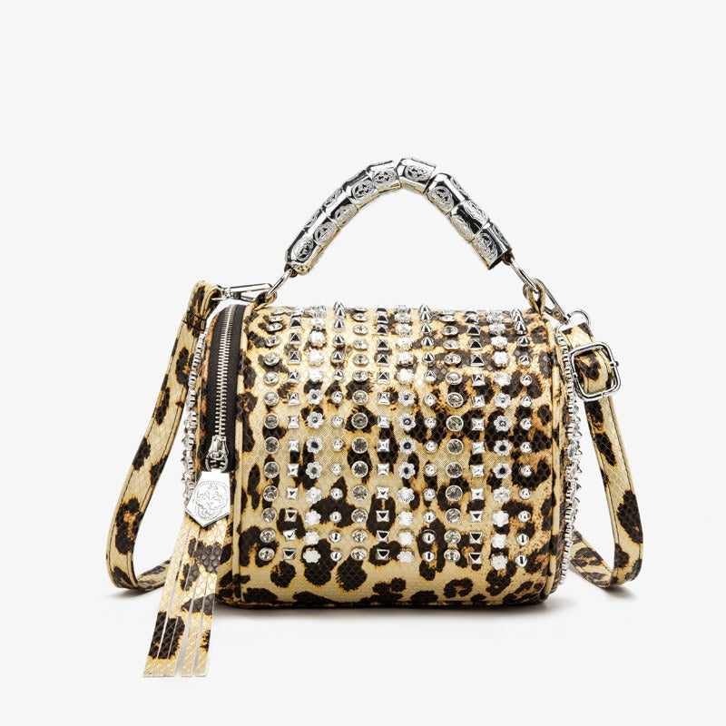 Rhinestone Cylinder Crossbody Bag – Handmade Pillow Clutch