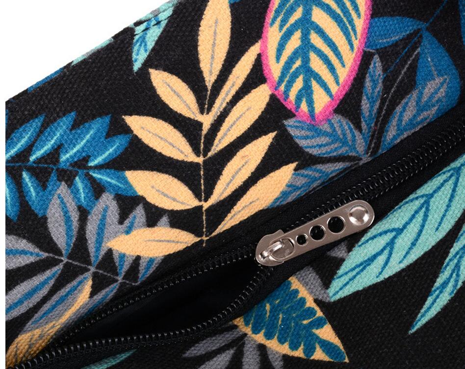 Leaf Print Cotton Shoulder Bag – Large Beach Shopping Bag