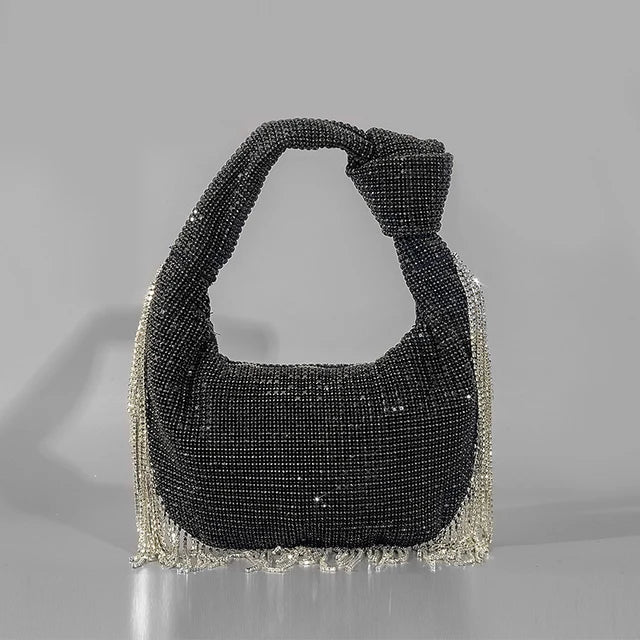 Fashion Tassel Rhinestone Women Handbags Designer Knotted Handle Hand Bags Luxury Diamonds Evening Party Purses Lady Clucth Bags