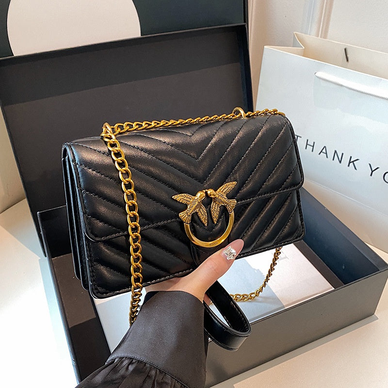 Ladies' Chain Bag Crossbody Bag Elegant Fashion Versatile Shoulder Bag Embroidered Small Square Bag