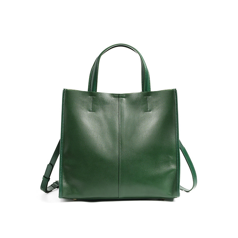 Leather Tote Bag for Women, Genuine First Layer Vegetable-Tanned Leather, Large Capacity, Fashionable and Versatile Handbag