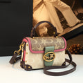 Leather Small Square Bag for Women, Fashionable Magenta Color, Handheld Mini Bag, Elegant and Stylish, Shoulder Crossbody Bag