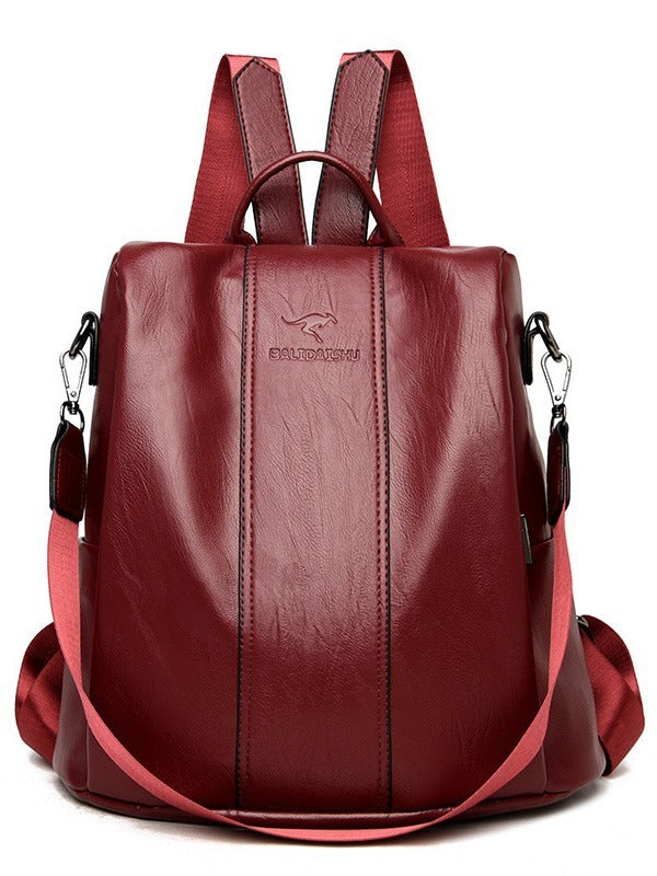 Soft Leather Women's Backpack – Minimalist Student Daypack
