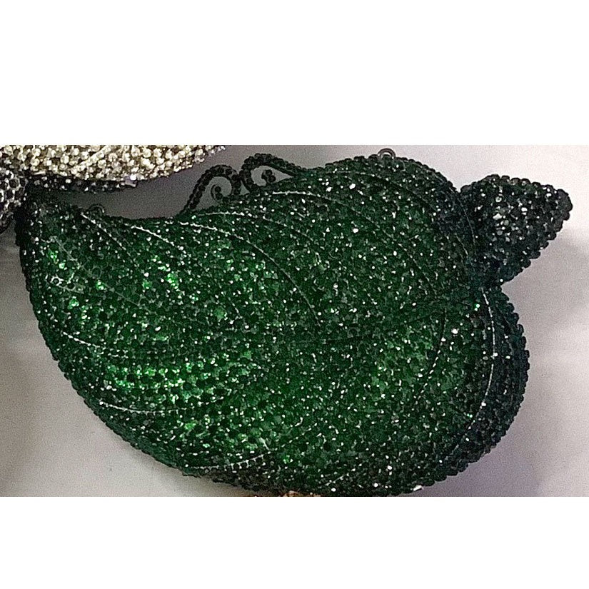 Leaf Diamond Dinner Bag – Hollow Metal Hard Box Clutch
