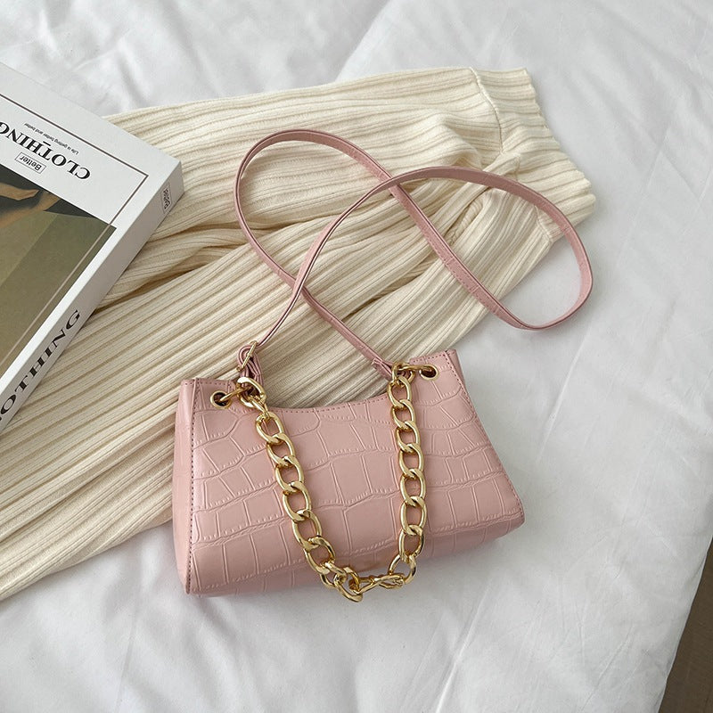 Girls Small Bags Women's Bags Spring New Trendy Small Fresh Messenger Western Style Fashion Casual Chain Armpit Bag