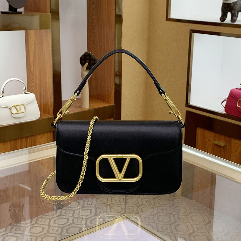 Bag Women Fashion Luxury Minimalist High-end Shoulder Crossbody Bag Genuine Leather Stylish Versatile Chain Small Square Bag