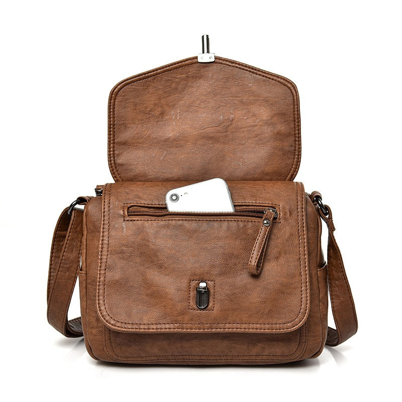 Soft Leather Retro Crossbody Bag – Women's Casual Purse