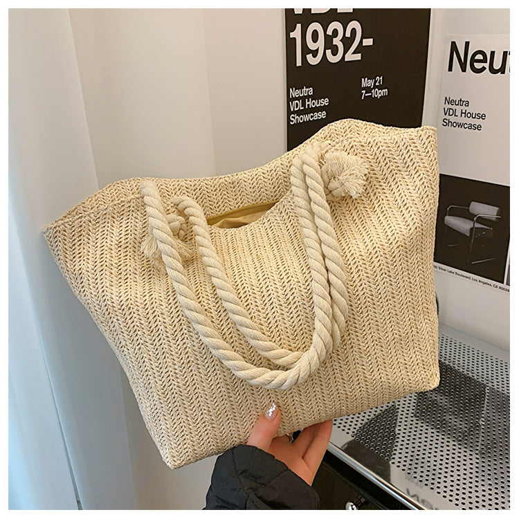 Straw woven bag large capacity single shoulder tote bag woven handbag for women