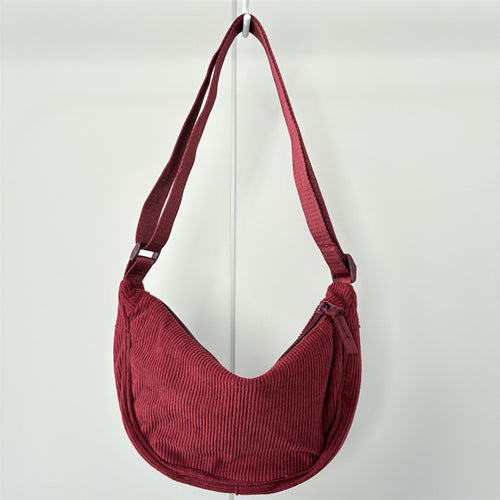 Crossbody Bag for Men and Women, Solid Color Corduroy Pouch Bag, Portable Nylon Small Shoulder Bag