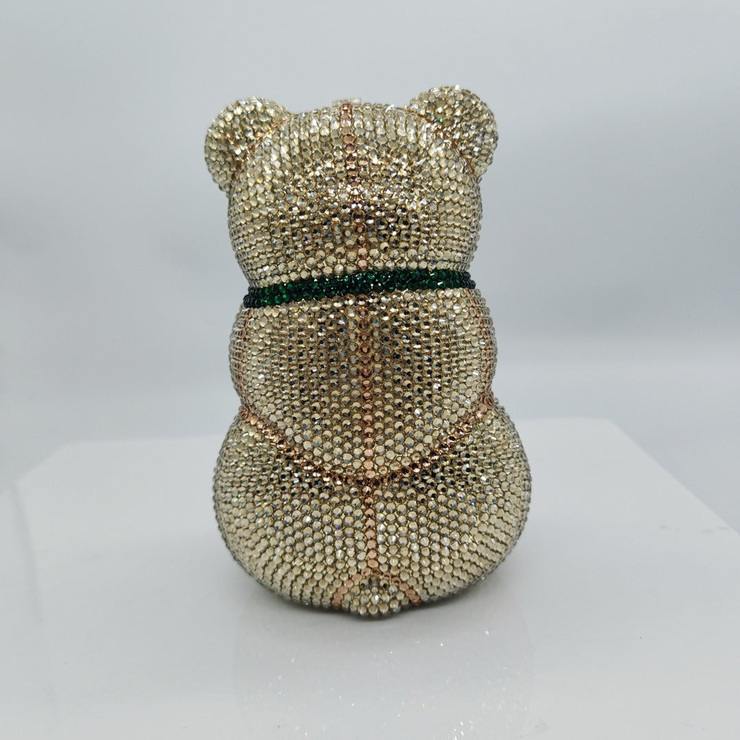 Little Bear Diamond Clutch – Luxury Animal Banquet Handbag