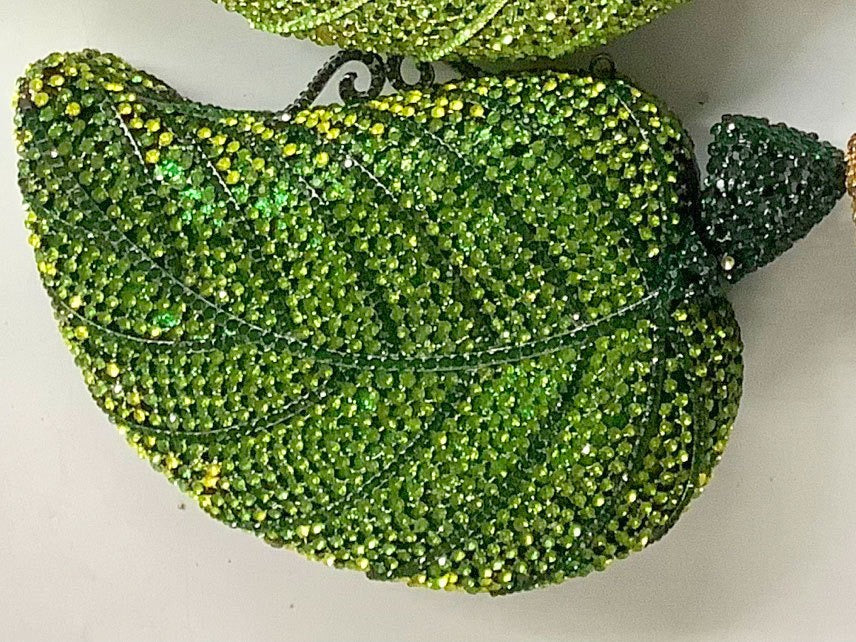 Leaf Diamond Dinner Bag – Hollow Metal Hard Box Clutch