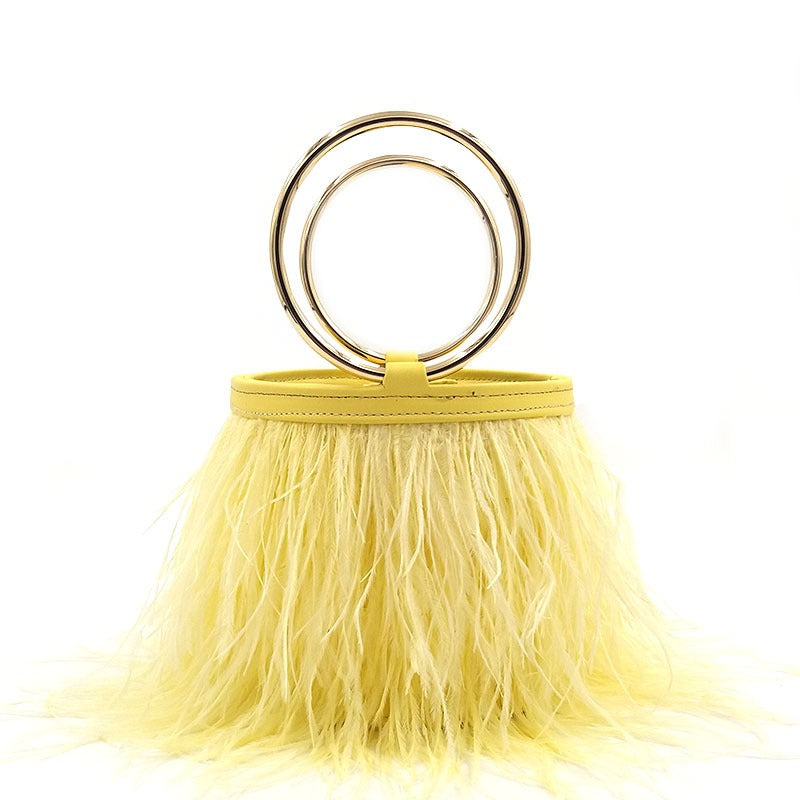 Ostrich Feather Chain Bag – Luxury Shoulder Ring Bag