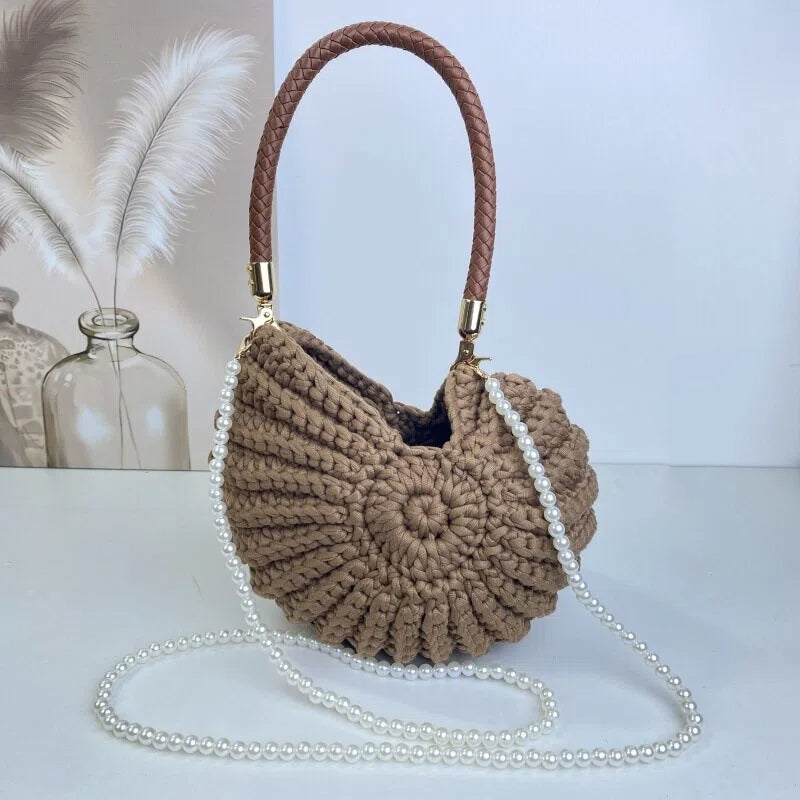 Fun handmade crochet ocean conch bag shell bag women's diagonal cross bag crochet bag