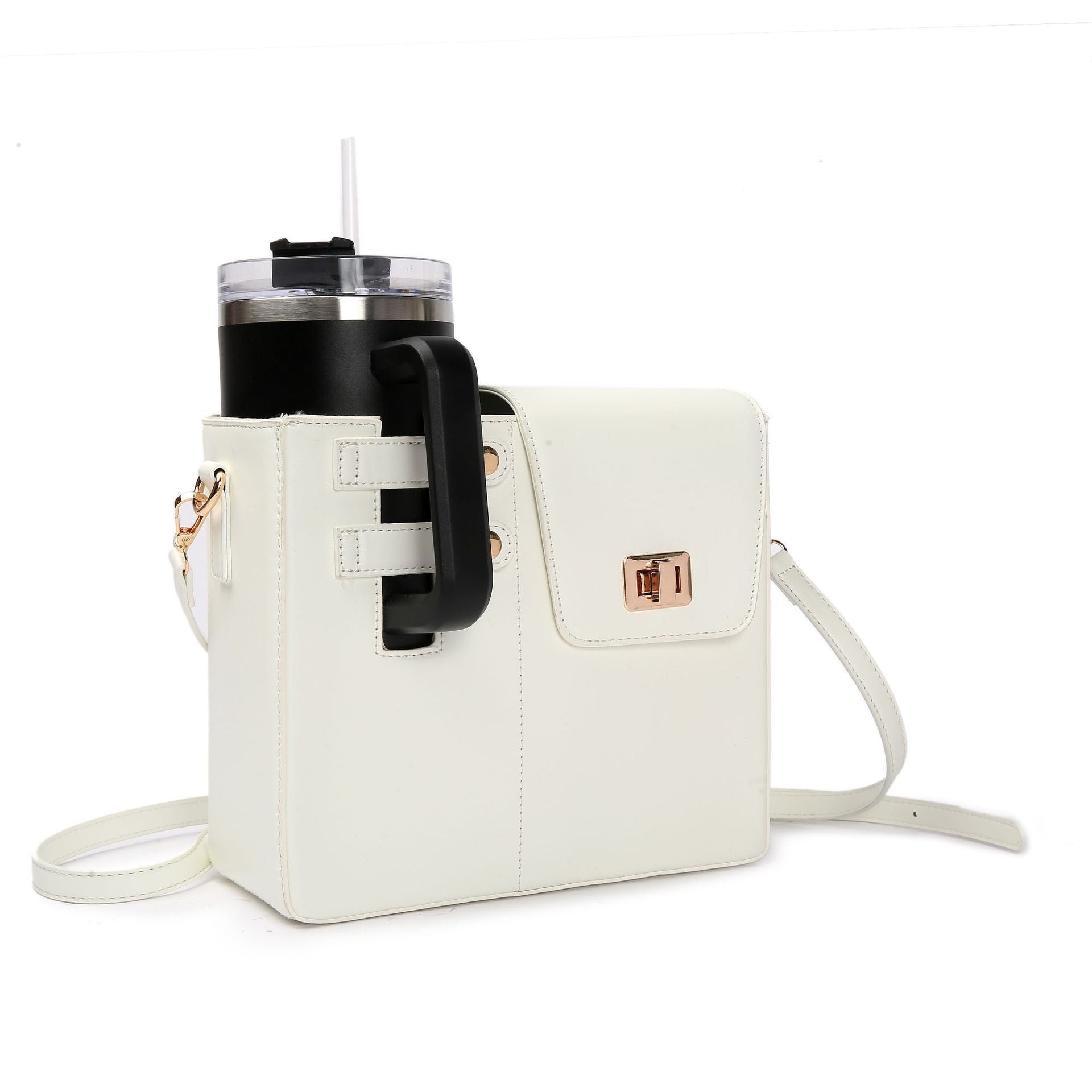 Outdoor Portable Beverage Bottle Bag, Universal Large Insulated Cup Pink Shoulder Crossbody Bottle Bag