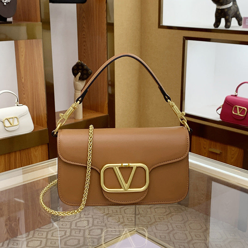Bag Women Fashion Luxury Minimalist High-end Shoulder Crossbody Bag Genuine Leather Stylish Versatile Chain Small Square Bag