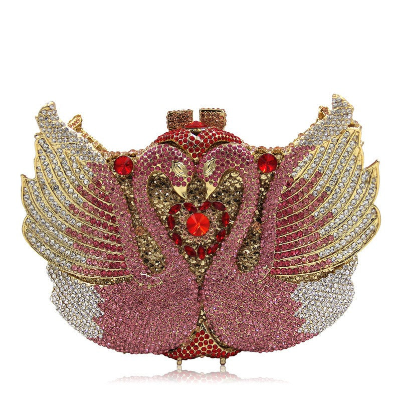Swan Diamond Evening Bag – Full Crystal Banquet Dress Clutch