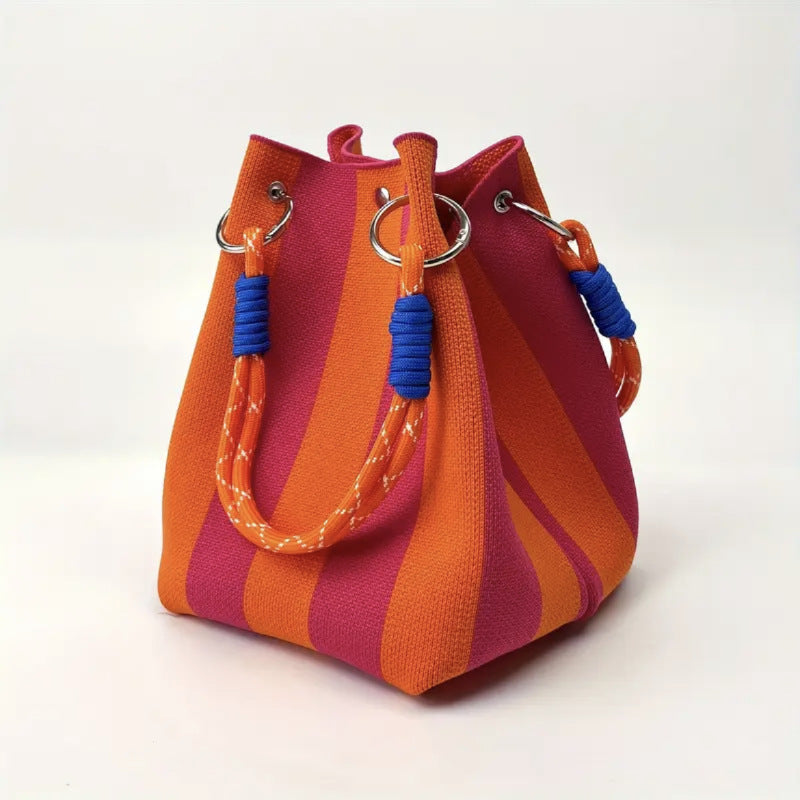 Bucket bag, woven bag, knitted hand-carry bag, single-shoulder bag