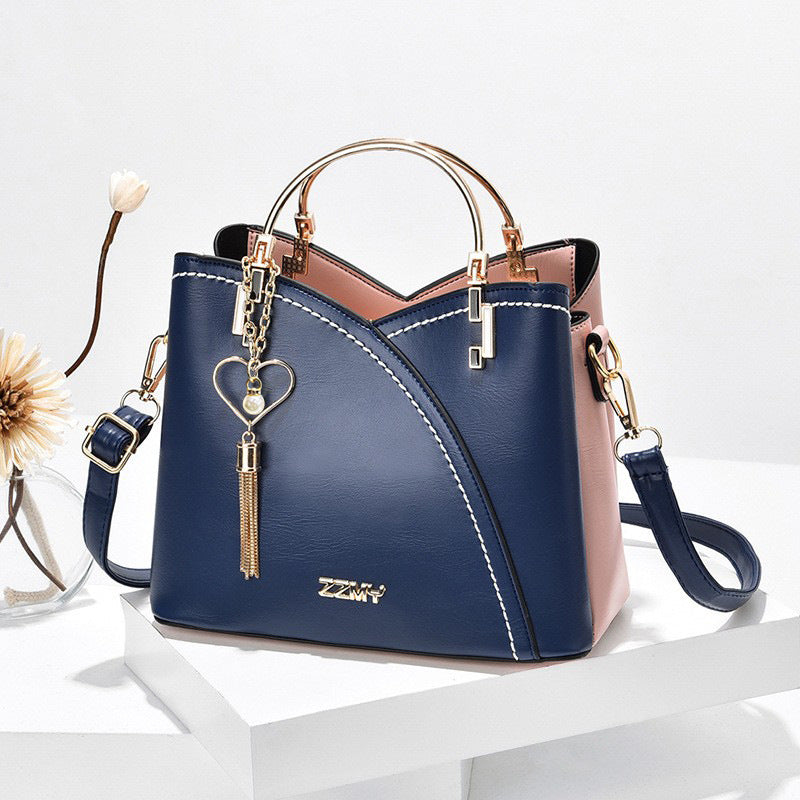 Trendy Handbag Korean Style Color Block Large Capacity Women's Bag Fashion Shoulder Crossbody Bag Wholesale Cross-border Bucket Bag