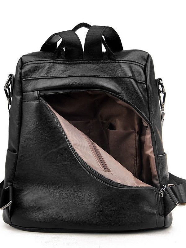 Soft Leather Women's Backpack – Minimalist Student Daypack
