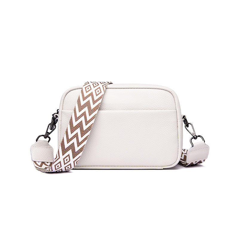 Single shoulder crossbody bag top layer cowhide small square bag
