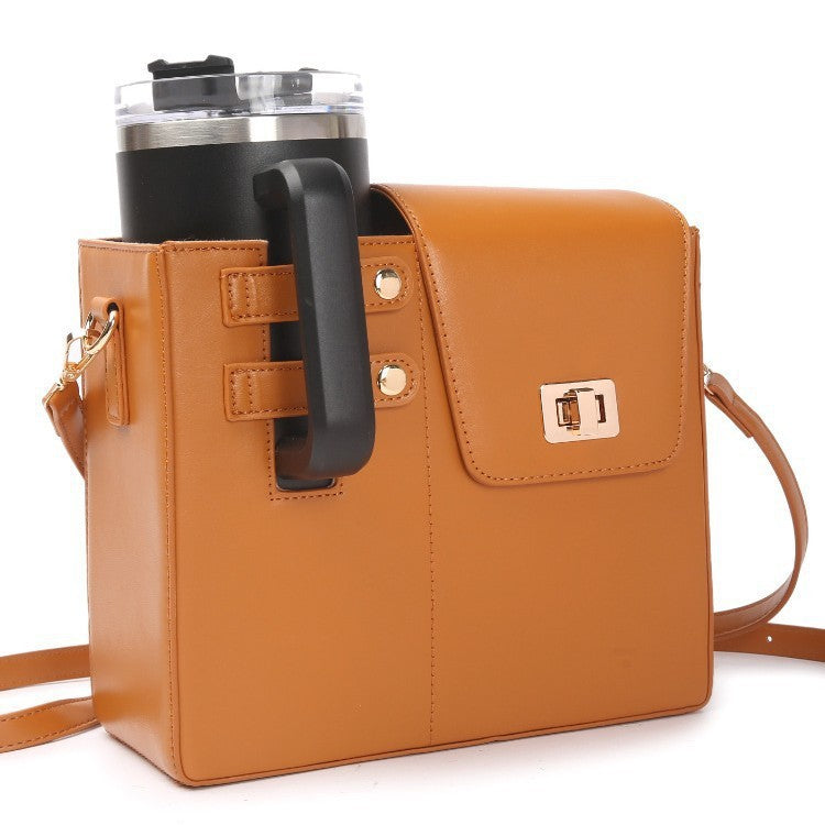 Outdoor Portable Beverage Bottle Bag, Universal Large Insulated Cup Pink Shoulder Crossbody Bottle Bag