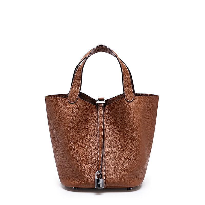 Head layer cowhide bucket bag women's leather high-end handbag