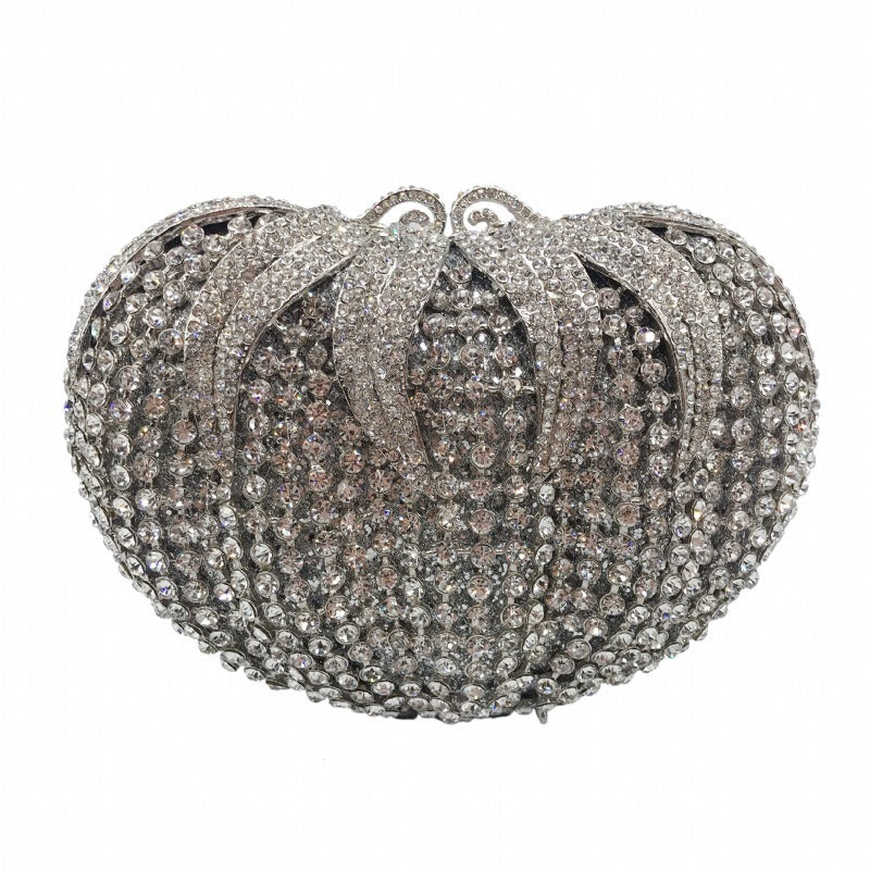 Novelty Tomato Diamond Bag – Metal Crystal Banquet Clutch