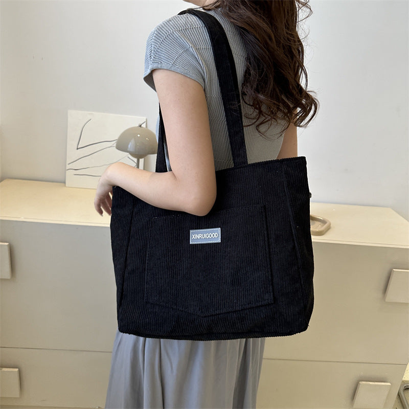 Corduroy Crossbody Bag – Casual Women's Shoulder Bag