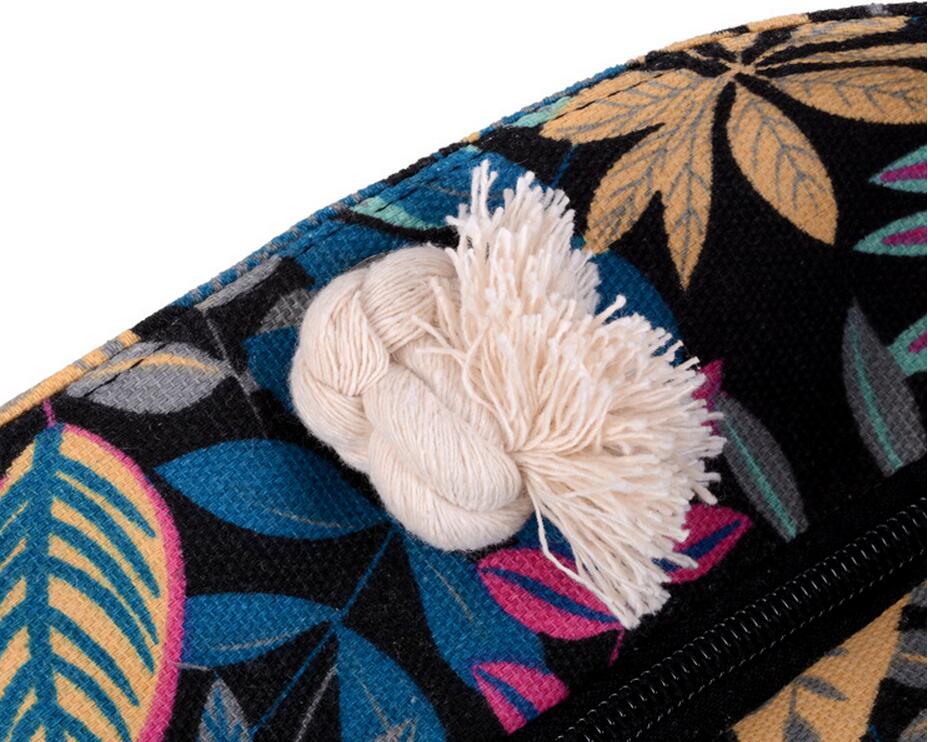 Leaf Print Cotton Shoulder Bag – Large Beach Shopping Bag