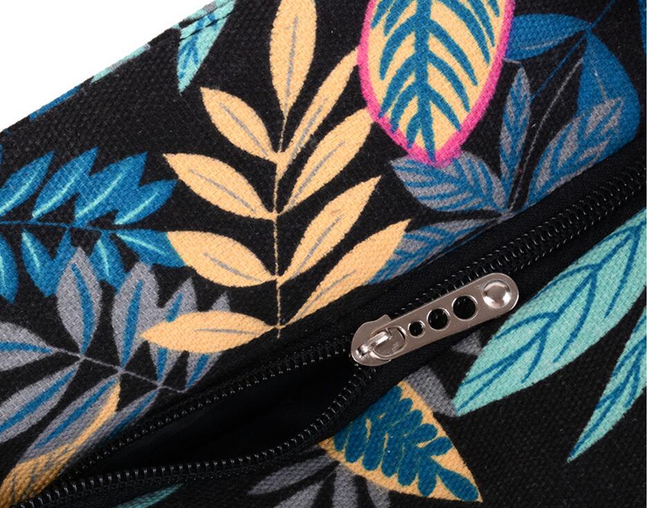 Leaf Print Cotton Shoulder Bag – Large Beach Shopping Bag