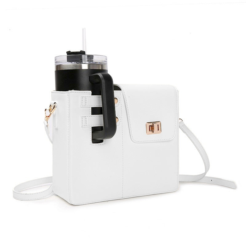 Outdoor Portable Beverage Bottle Bag, Universal Large Insulated Cup Pink Shoulder Crossbody Bottle Bag
