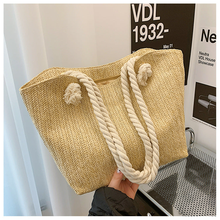Straw woven bag large capacity single shoulder tote bag woven handbag for women