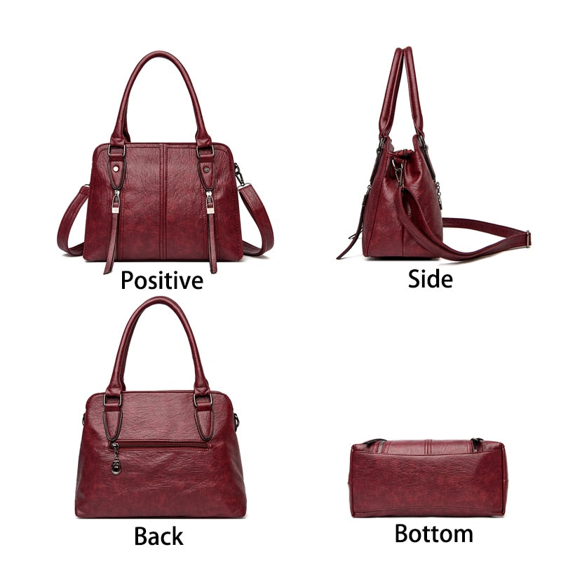 Vintage Leather Women's Handbag – Large Casual Messenger Bag