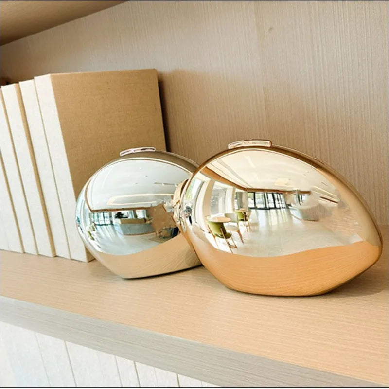 Metal acrylic goose egg single shoulder crossbody chain women's makeup bag