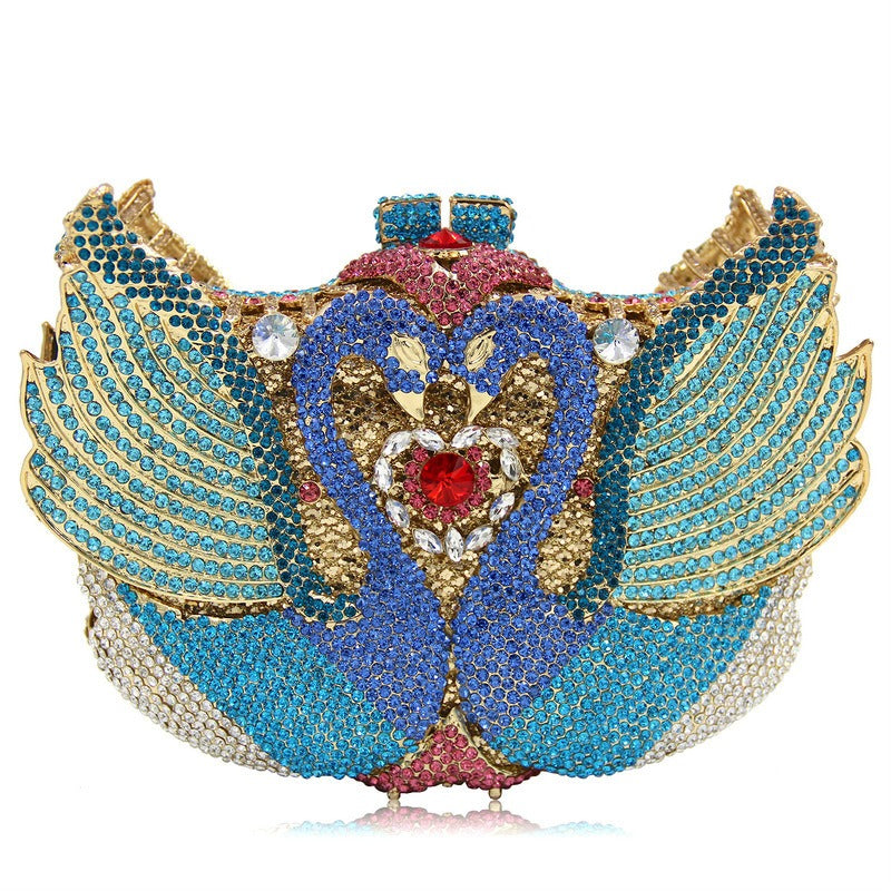 Swan Diamond Evening Bag – Full Crystal Banquet Dress Clutch