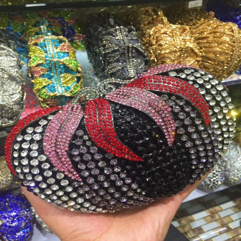 Novelty Tomato Diamond Bag – Metal Crystal Banquet Clutch