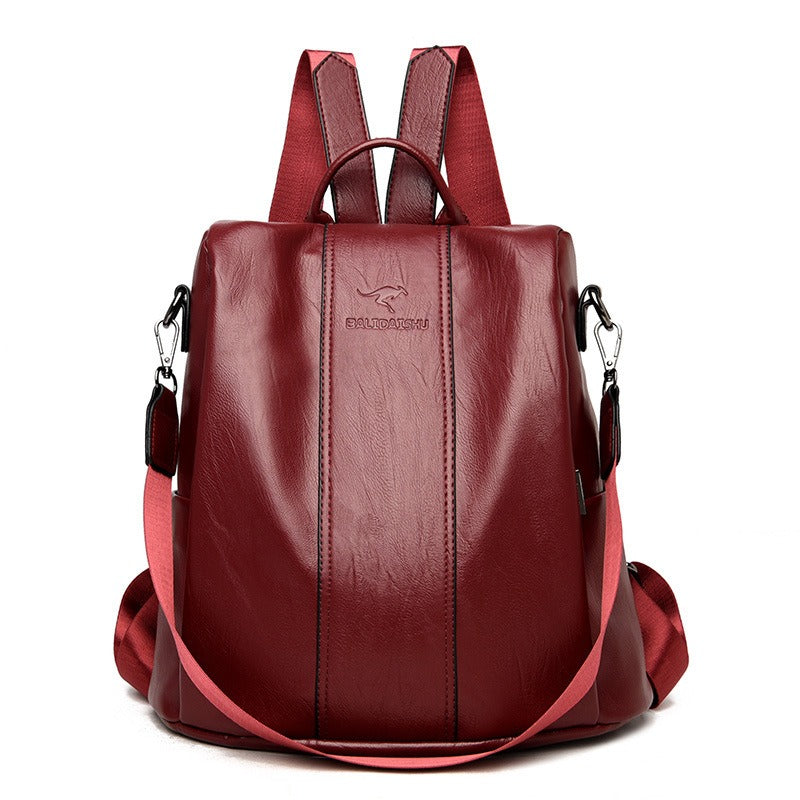 Soft Leather Women's Backpack – Minimalist Student Daypack