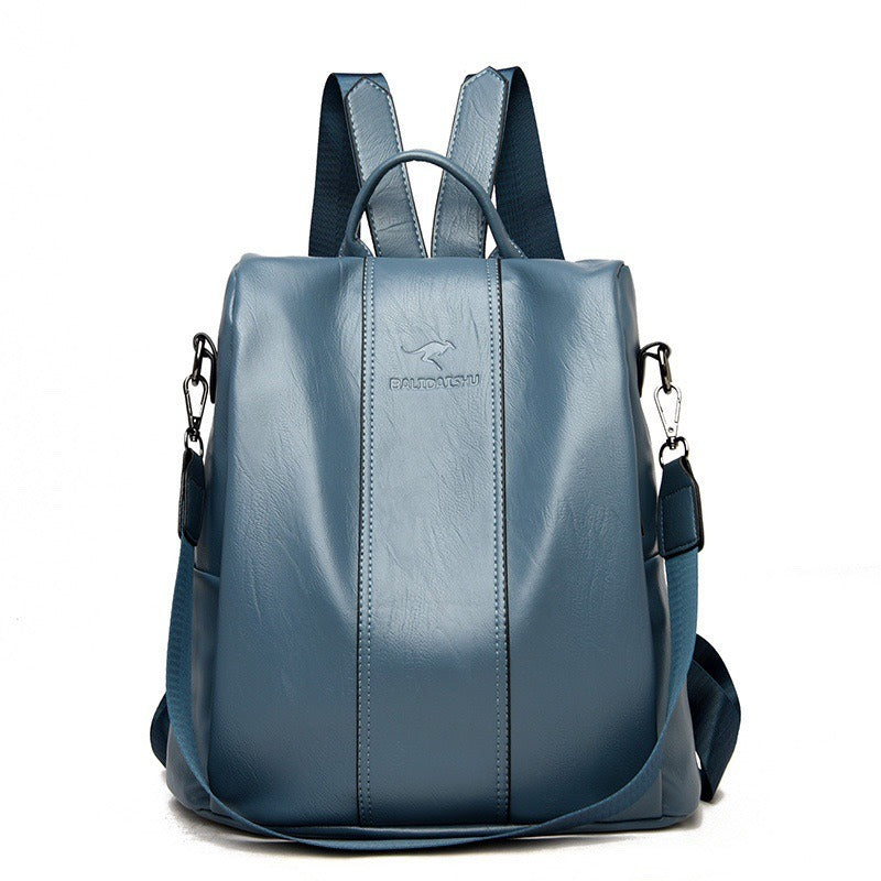 Soft Leather Women's Backpack – Minimalist Student Daypack