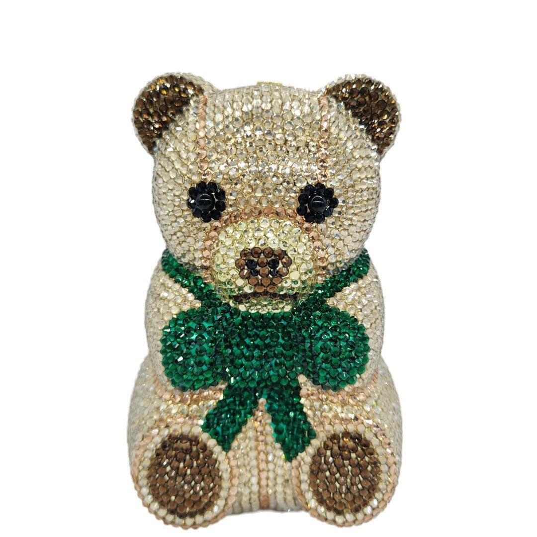 Little Bear Diamond Clutch – Luxury Animal Banquet Handbag