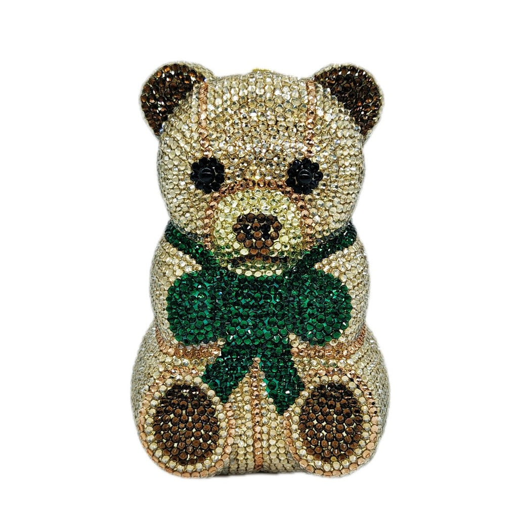 Little Bear Diamond Clutch – Luxury Animal Banquet Handbag