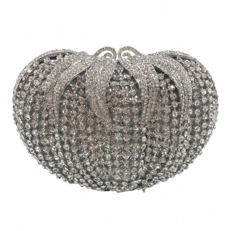 Novelty Tomato Diamond Bag – Metal Crystal Banquet Clutch
