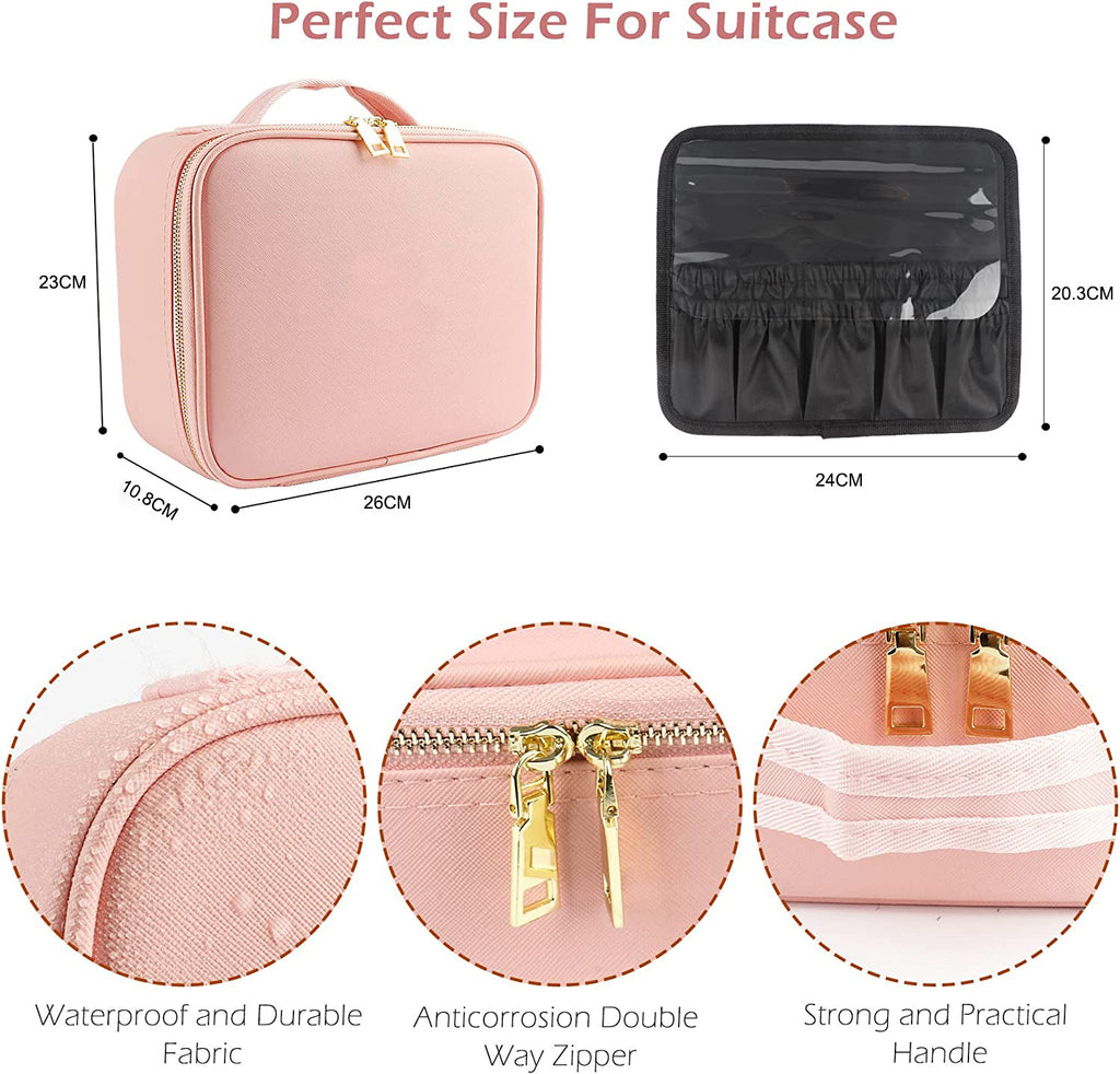 LED Mirror Makeup Case – Waterproof Portable Cosmetic Bag