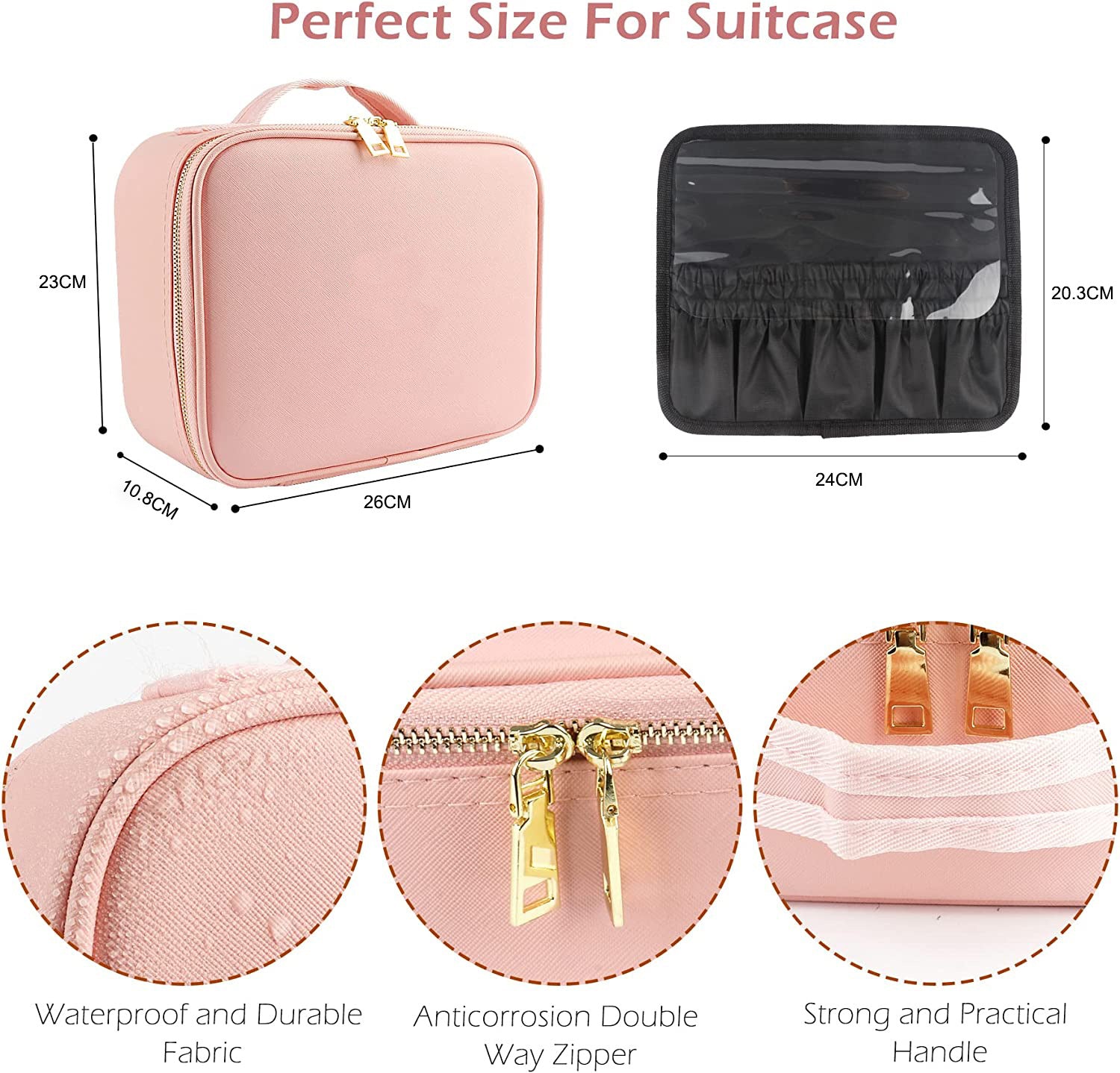 LED Mirror Makeup Case – Waterproof Portable Cosmetic Bag