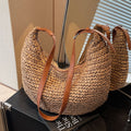 Woven Bag Women  Casual Large Capacity Handmade Straw Shoulder  Purse