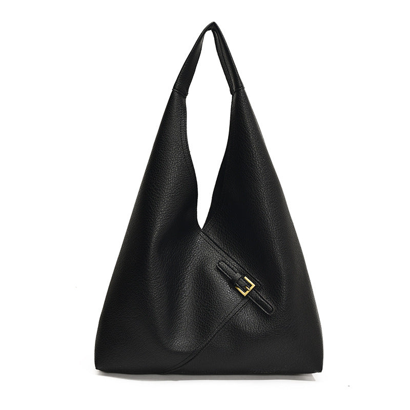 Solid color soft leather underarm bag