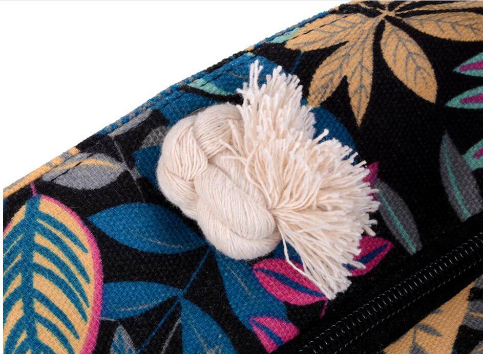 Leaf Print Cotton Shoulder Bag – Large Beach Shopping Bag