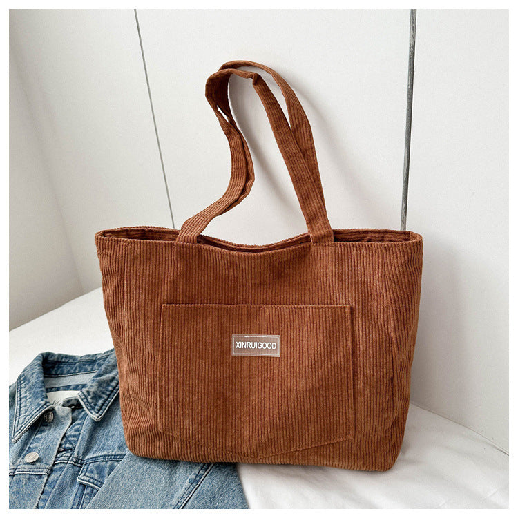 Corduroy Crossbody Bag – Casual Women's Shoulder Bag