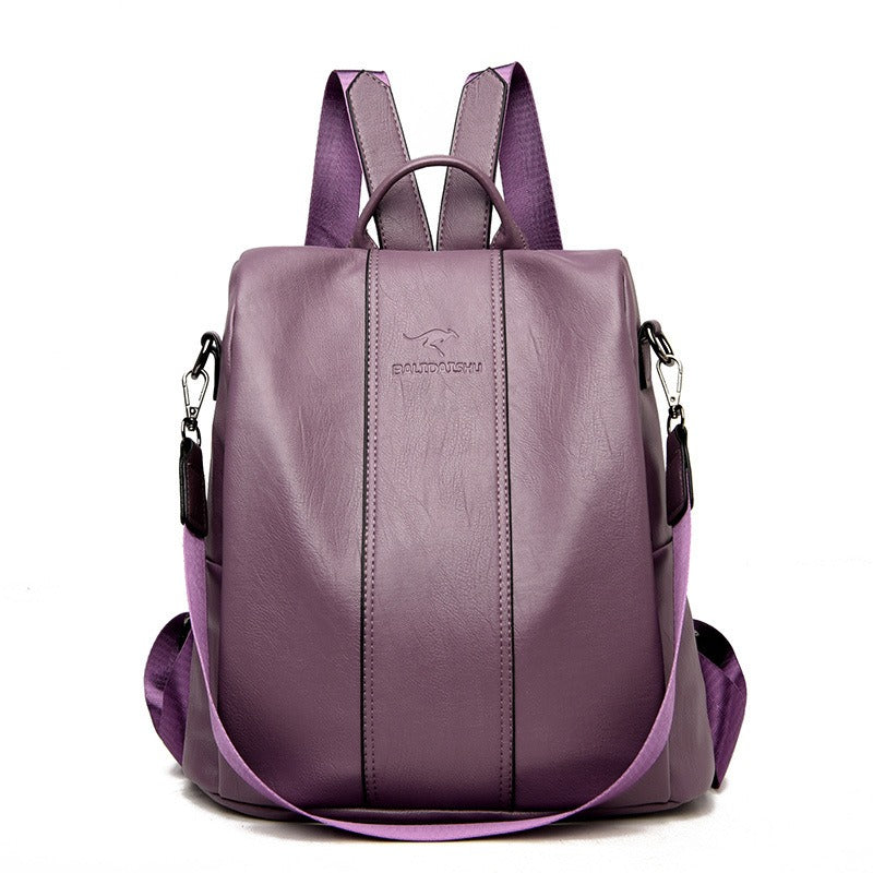 Soft Leather Women's Backpack – Minimalist Student Daypack